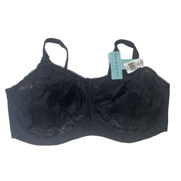 Goddess Bra Underwire Black Lace Size 46 FF 46FF GD0106BK New NWT - Picture 1 of 6